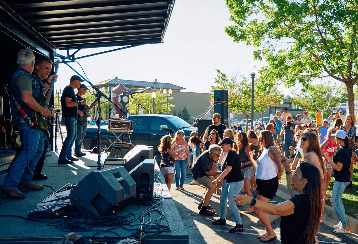 Guests at the First and Main Town Center enjoying live music