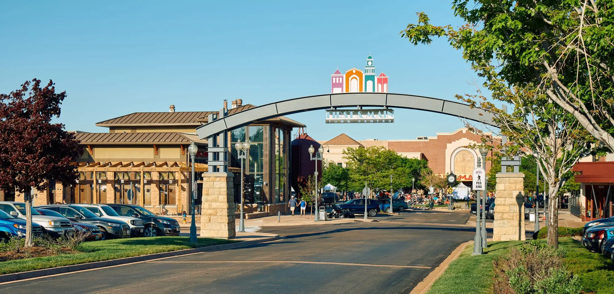 Street view of the entry way of the First and Main Town Center
